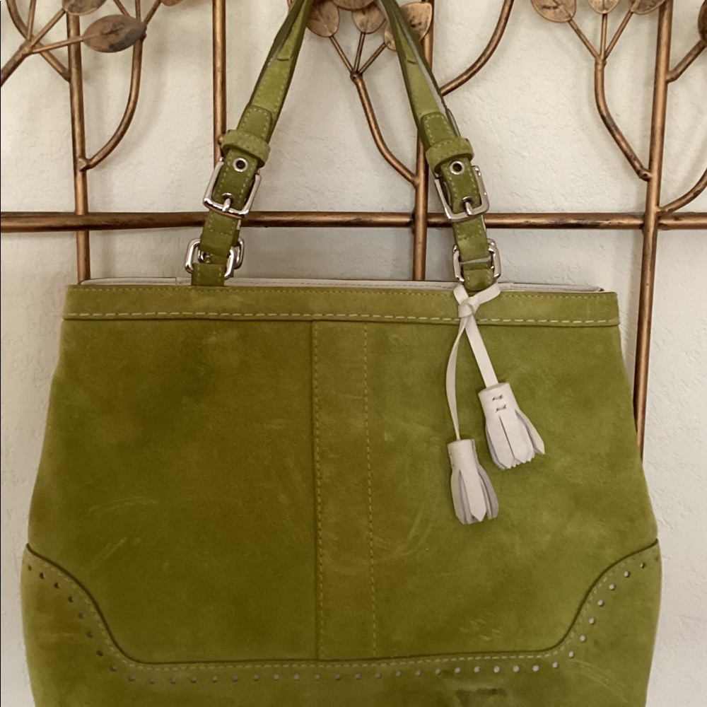 Coach lime green suede purse/ handbag.